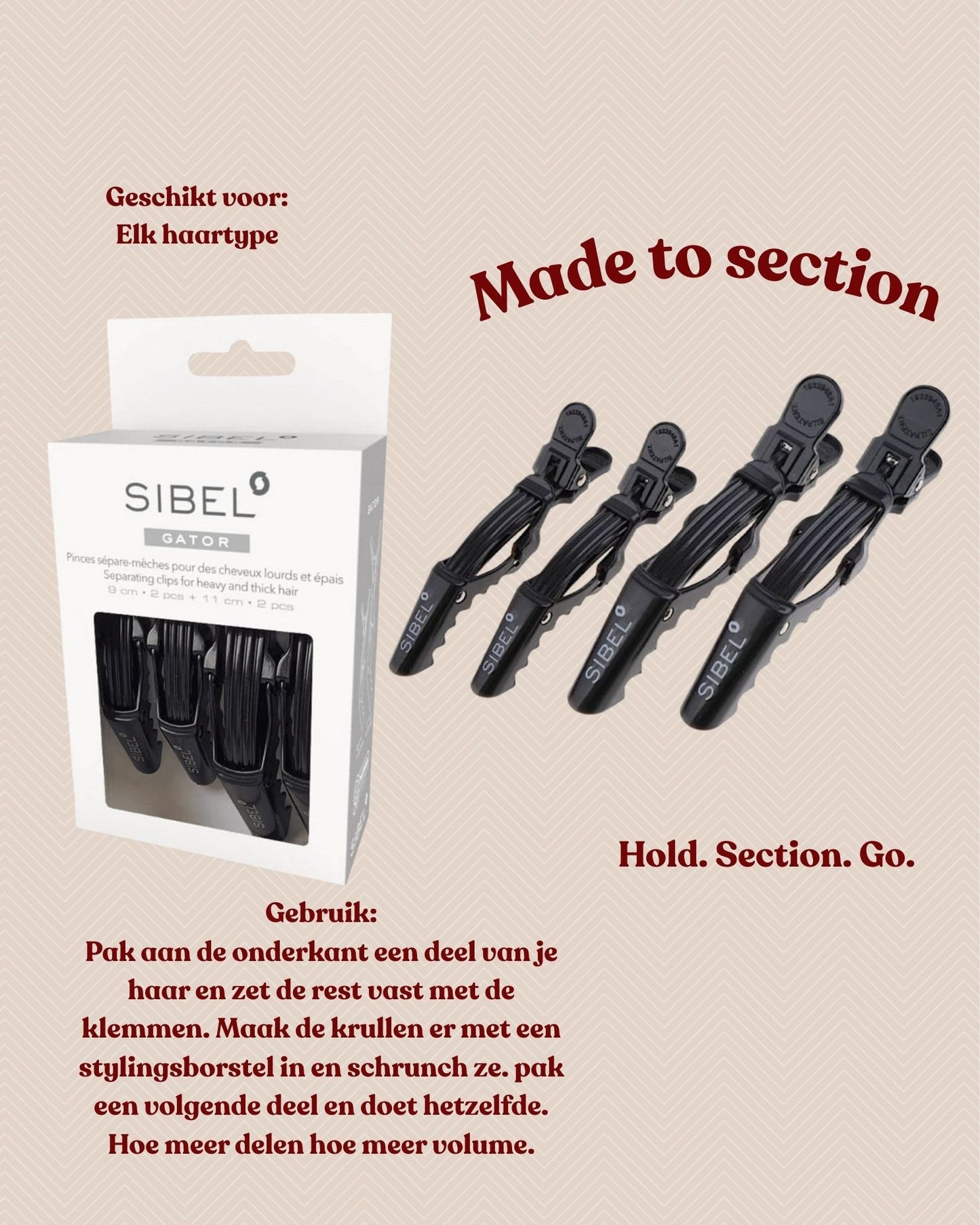 Sibel Gator Verdeelclips Haaienbek 2x 9cm + 2x 11cm Zwart